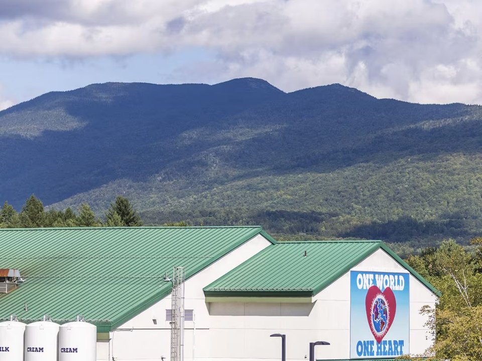 Ben & Jerry’s Waterbury factory beneath the Green Mountains