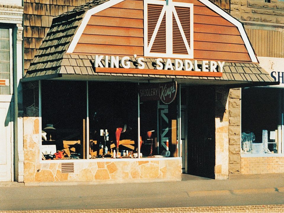 King's Saddlery sign on the downtown Sheridan storefront