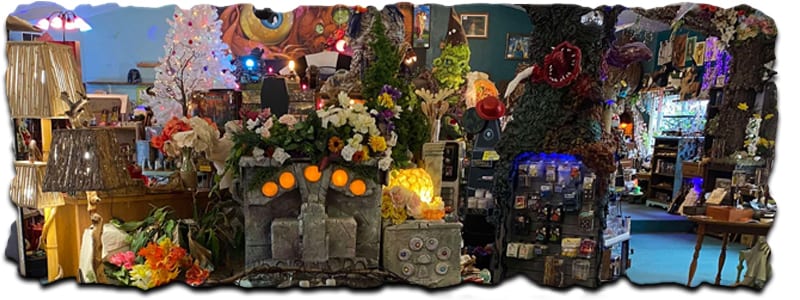 Interior displays at Oddmall Outpost in Akron, Ohio