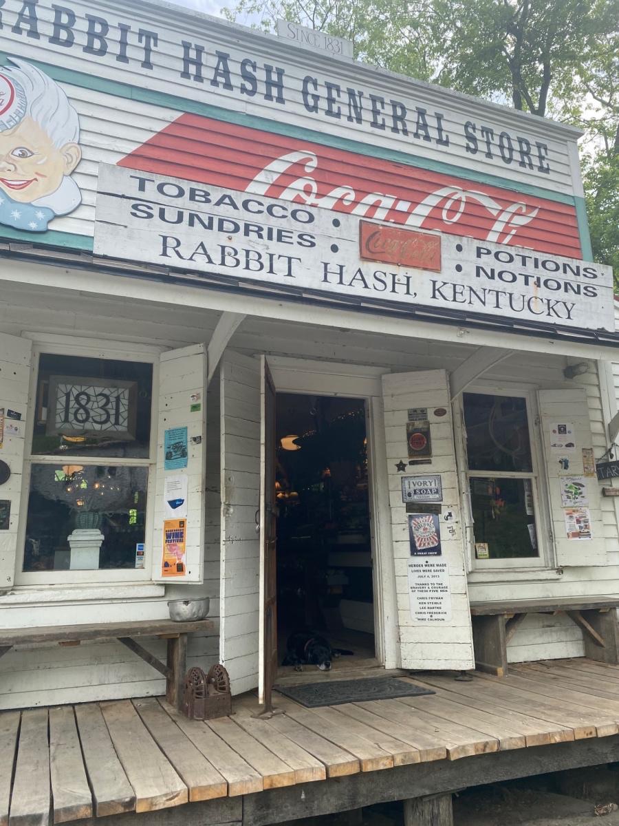 Current Rabbit Hash General Store entrance beneath its Coca-Cola and Rabbit Hash signs