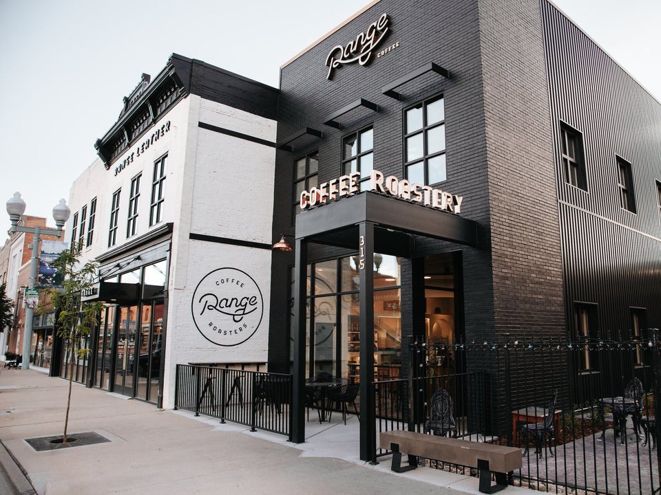 Range Leather and Range Coffee exterior at the downtown Laramie workshop
