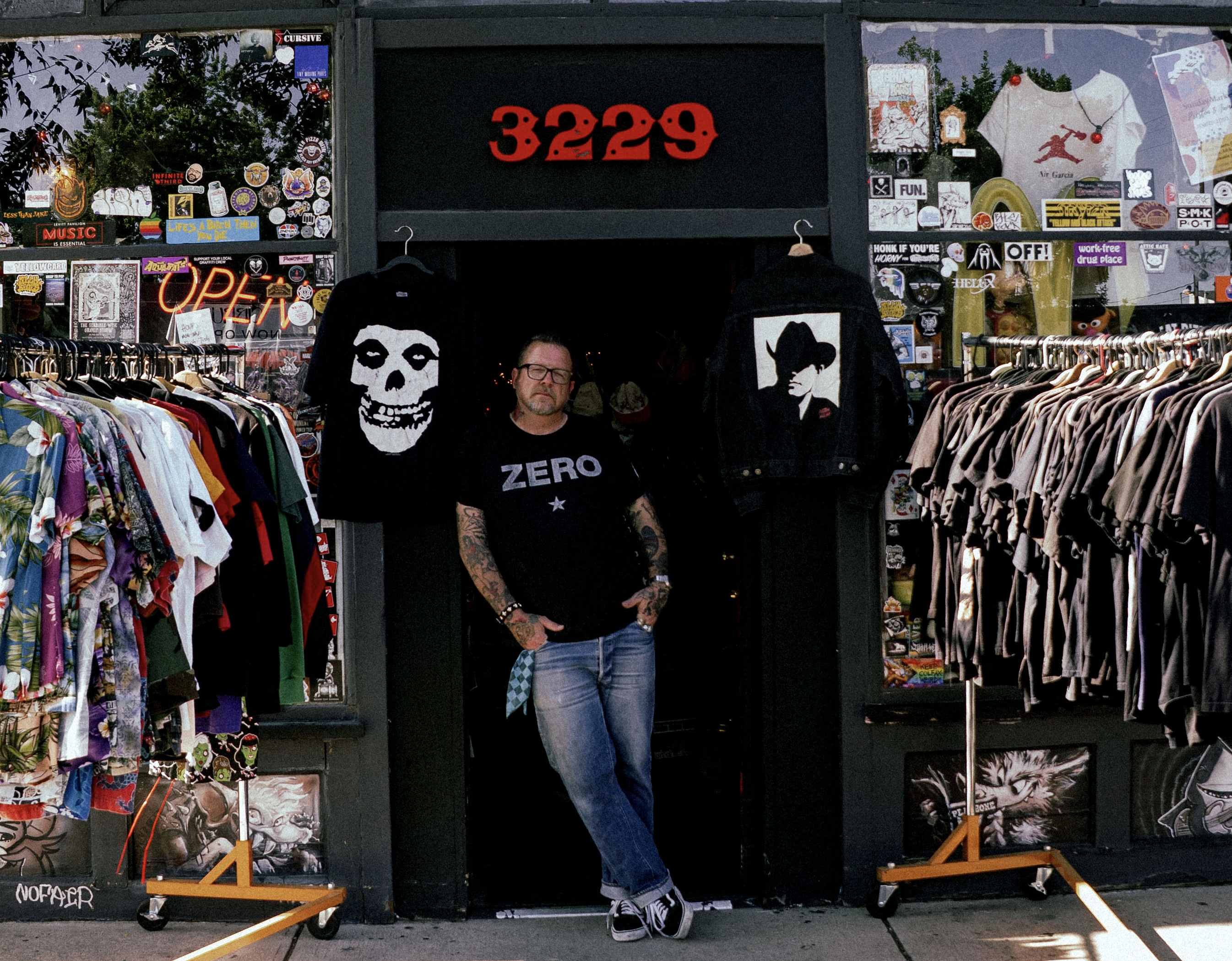 Exterior of Scavenged Goods at 3229 East Colfax Avenue with the owner at the entrance